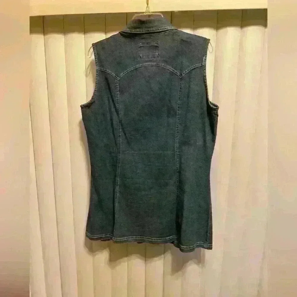 LAL Women's Denim Dress Long Shirt Size Large Sleeveless Cotton.Great condition - Picture 7 of 7